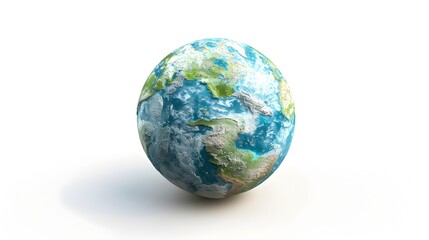 Fototapeta premium Detailed 3D Globe Icon Highlighting Environmental Zones and Global Ecology