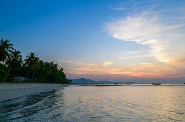 Landscape of koh Mook with beautiful sky and sunrise, at Trang, Thailand. It is a small idyllic island in the Andaman Sea