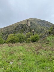 The tower complex of Vovnushki. The Republic of Ingushetia, Russia. View of the Ingush defensive towers inside the North Caucasus.