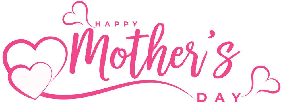 Mother's day greeting card. Vector banner with pink paper heart. Symbol of love and calligraphy text on white background. eps 10