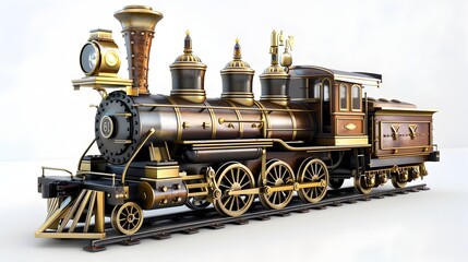 Fototapeta na wymiar Stunning 3D Rendering of Vintage Steam Locomotive Evoking Golden Age of Rail Travel