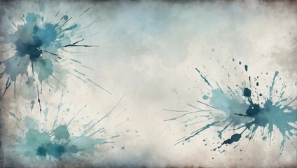 Grayish Background with Distressed Vintage Grunge Texture and Watercolor Paint Splashes.