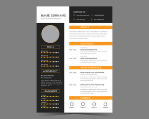 CV template or modern resume and vector design.