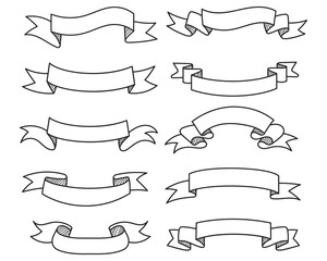 Ribbon banners vector hand drawn