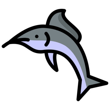 marlin icon illustration design with outline