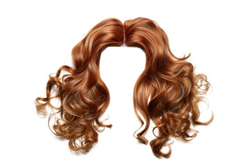 Brown curly hair wig isolated on transparent background. Female long hair coiffure
