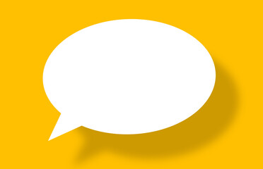 Empty white paper in speech bubble shape set against yellow background. - 790910355