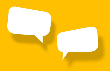 Empty white paper in speech bubble shape set against yellow background. - 790910365