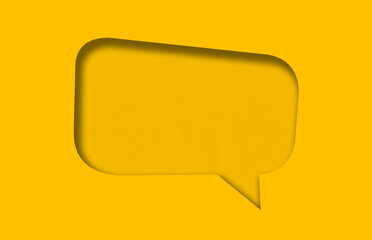 Yellow paper cut into holes speech bubble shape. - 790910367