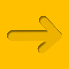 Yellow paper cut into holes arrow shape. - 790910389