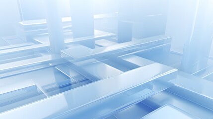 3d rendering of white and blue abstract geometric background. Scene for advertising, technology,...
