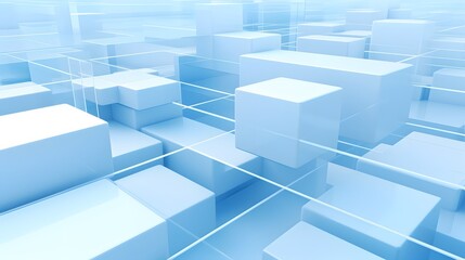 Obraz premium 3d rendering of white and blue abstract geometric background. Scene for advertising, technology, showcase, banner, game, sport, cosmetic, business, metaverse. Sci-Fi Illustration. Product display