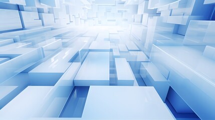 3d rendering of white and blue abstract geometric background. Scene for advertising, technology,...