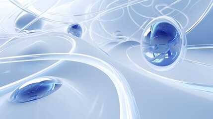3d rendering of white and blue abstract geometric background. Scene for advertising, technology, showcase, banner, game, sport, cosmetic, business, metaverse. Sci-Fi Illustration. Product display