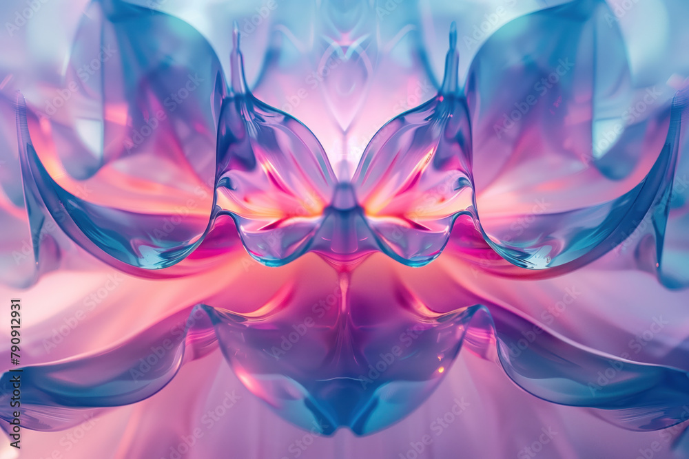 Poster Abstract background with reflections and caustics. Hi-tech. Futuristic background image. Created with Generative AI technology.