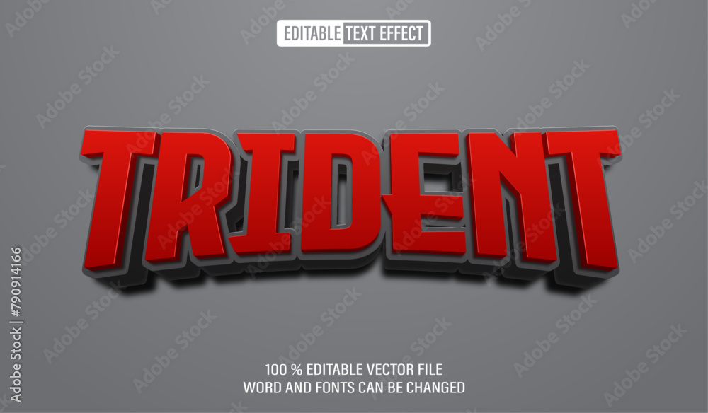 Poster editable 3d text style effect - trident text effect template