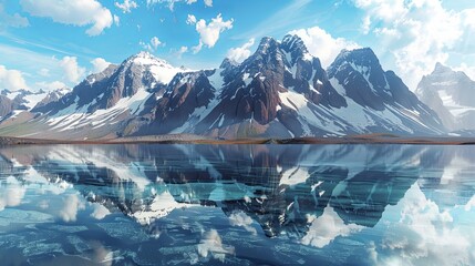 Mountains reflected on the water