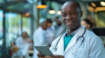 Fototapeta premium Smiling Doctor with Digital Tablet