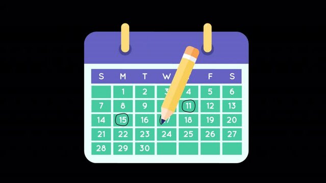 Marking Important Days on Calendar 2D Animation on Alpha Channel