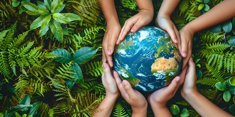 Hands Embracing the Earth Amid Lush Greenery Symbolizing Environmental Protection and Sustainability