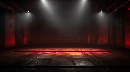 Dark Stage with Dark Red Background: Empty Theater

 - obrazy, fototapety, plakaty