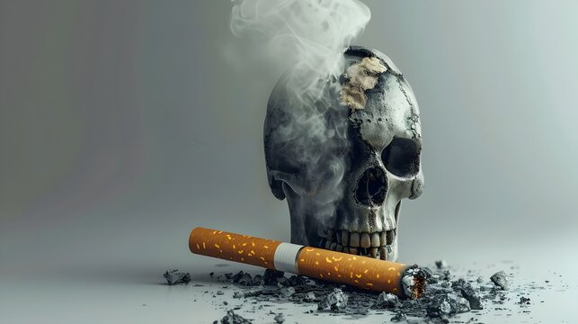 Skull Shaped Cigarette Smoke Visualizing the Deadly Risks of Smoking Addiction Generative ai