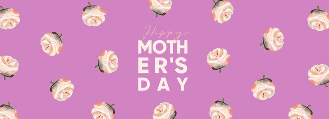 Happy Mother's Day. Minimalism. Vector modern cute minimalistic floral illustrations of peony, rose, purple pattern logo for greeting card,  background, invitation or banner