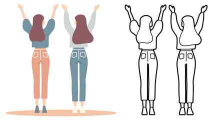 Girl Friends Together Illustration.