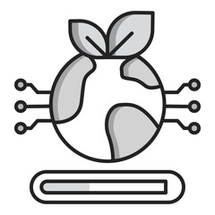 Technological Advancements in Ecology. Integrating Iconography with Progress Visualization. Vector editable Stroke and color.