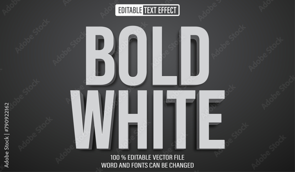 Poster editable 3d text style effect - bold white text effect template