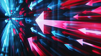 Red and blue arrows in motion - obrazy, fototapety, plakaty