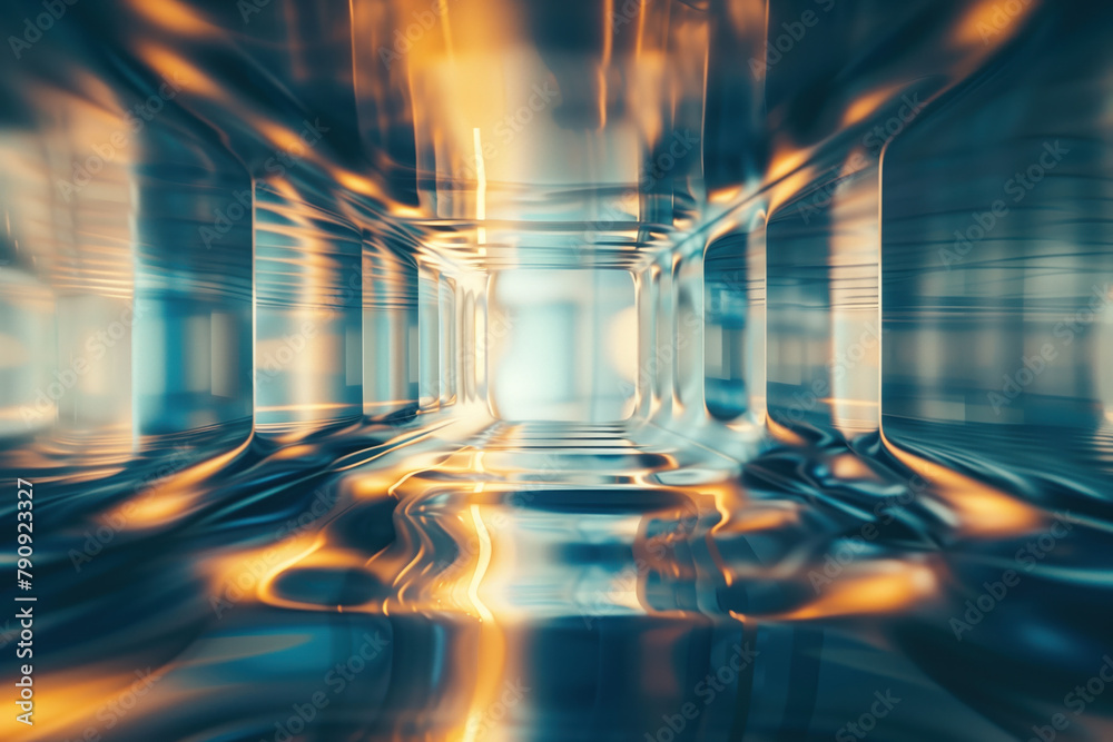 Poster Abstract background with reflections and caustics. Hi-tech. Futuristic background image. Created with Generative AI technology.