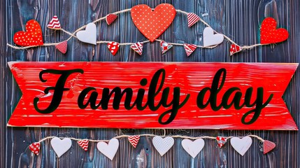 There is a sign on the wall that says Family Day, symbolizing a day dedicated to celebrating unity, love and togetherness between loved ones