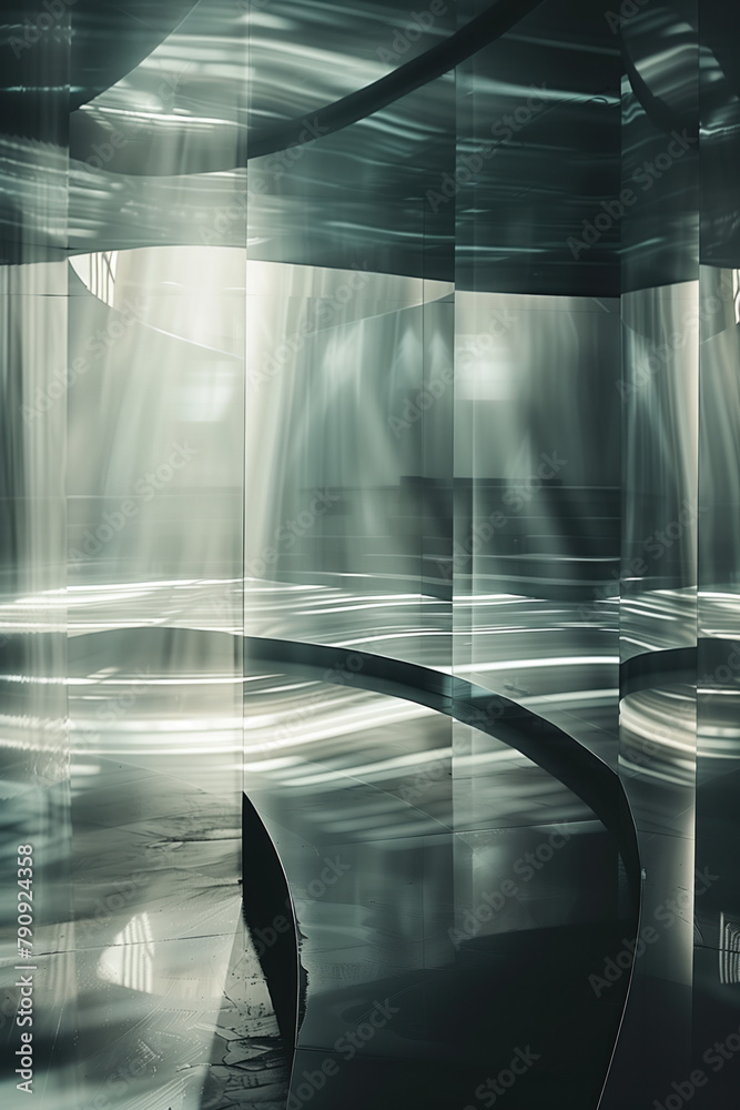 Poster Abstract background with reflections and caustics. Hi-tech. Futuristic background image. Created with Generative AI technology.