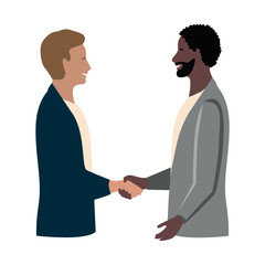 Friendly or business handshake. Friendly people shaking hands. People greet each other, make a deal, cooperate. Vector illustration in flat style on white background. - 790925177