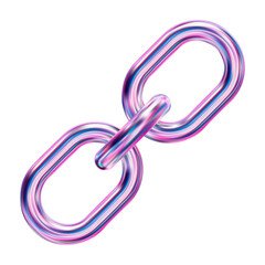 Naklejka premium 3d holographic, neon chain or link Icon. Stock vector illustration on isolated background. 