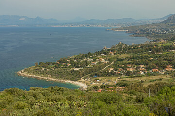 landscape in the Zingaro nature reserve in Sicily with view to Castellammare del Golfo