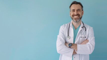 A Confident Smiling Male Doctor - obrazy, fototapety, plakaty