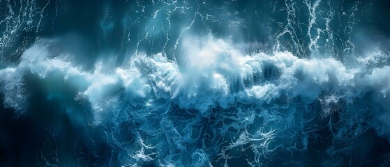 Ocean's Fury: Waves Clash with the Shore. Concept Nature's Power, Coastal Erosion, Stormy Seas, Beachfront Battles, Marine Majesty - obrazy, fototapety, plakaty
