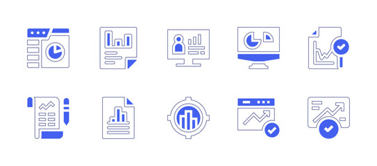 Analytics icon set. Duotone style line stroke and bold. Vector illustration. Containing analytic, data analytics, analytics, browser, data.