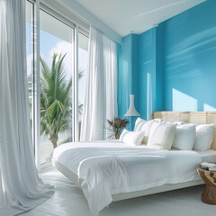 hotel room with white bed