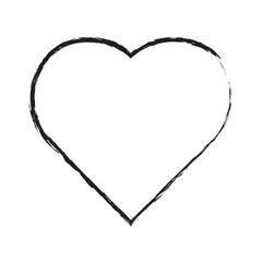 Heart contour vector. Black hand drawn love icon isolated. Paint brush stroke heart icon. eps10