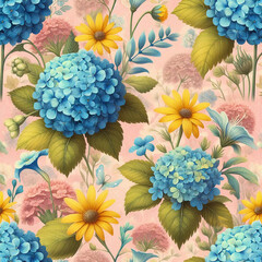Vintage floral wallpaper. - 790926977