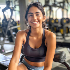 young beautiful woman in the sport wear at gym