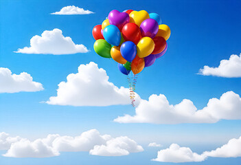 Obraz premium a colorful bunch of balloons is floating in the sky
