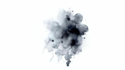 Gray paint brush strokes in watercolor, isolated against transparent