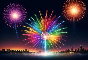 colorful fireworks are seen in the sky above a chicago city