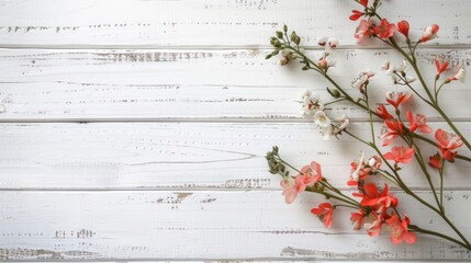 flowers on a wooden background - obrazy, fototapety, plakaty