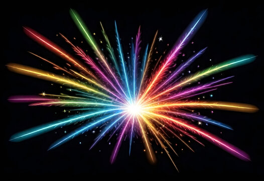 colorful fireworks on black background - Powered by Adobe