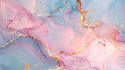 Minimal pink and gold and blue marble texture with natural pattern for background, generative ai